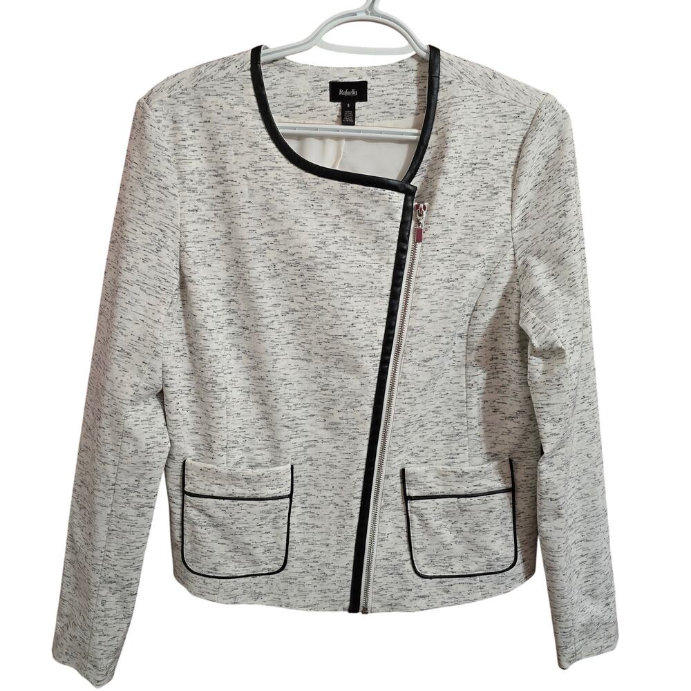 Rafaella Knit Gray Heathered Full Zip Moto Jacket Size 8